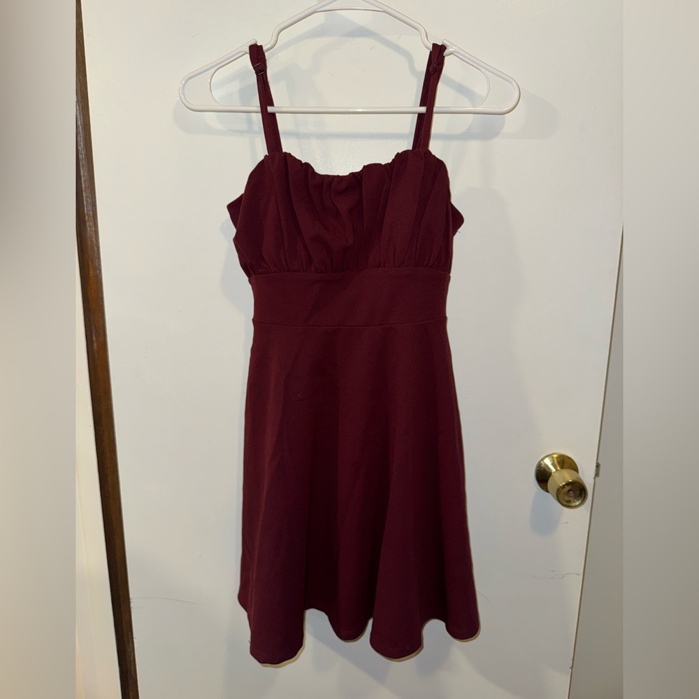Women’s Burgundy Mini Dress with Adjustable Straps - Trixxi - Size Small